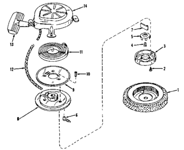 Rewind Starter No. 590358 Diagram and Parts List for 143122291  Craftsman Engine