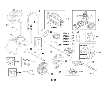 Main Unit Diagram and Parts List for CMXGWAS020735  Craftsman Pressure Washer
