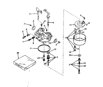 Carburetor No. 631251 Diagram and Parts List for 143562022  Craftsman Engine