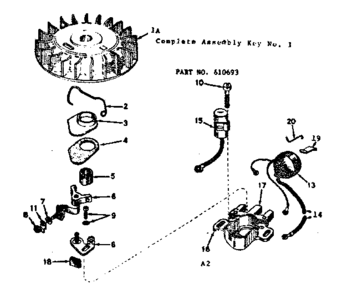 Magneto Diagram and Parts List for 143144072  Craftsman Engine