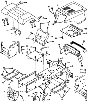 Chassis And Enclosures Diagram and Parts List for 917258513  Craftsman Lawn Tractor
