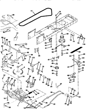Drive Diagram and Parts List for 917258540  Craftsman Lawn Tractor