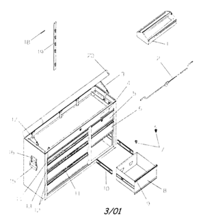 Cabinet Parts Diagram and Parts List for 706599230  Craftsman Tool Stand & Cart
