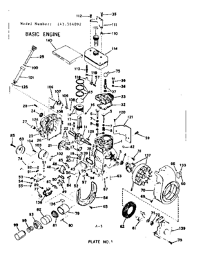 Basic Engine Diagram and Parts List for 143564092  Craftsman Engine