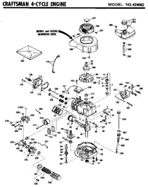 Replacement Parts Diagram and Parts List for 143424062  Craftsman Engine