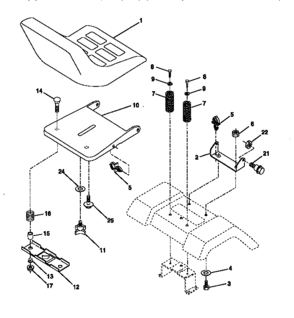 Seat Assembly Diagram and Parts List for 917270631  Craftsman Lawn Tractor