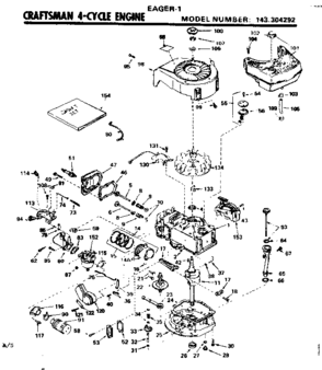 Engine Diagram and Parts List for 143304292  Craftsman Engine