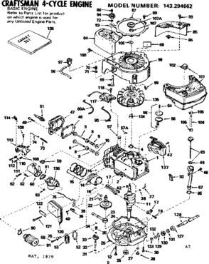 Replacement Parts Diagram and Parts List for 143294662  Craftsman Engine