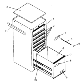 Cabinet Parts Diagram and Parts List for 706599293  Craftsman Tool Stand & Cart