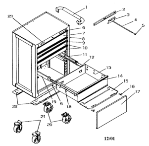 Tool Chest Diagram and Parts List for 706597170  Craftsman Tool Stand & Cart