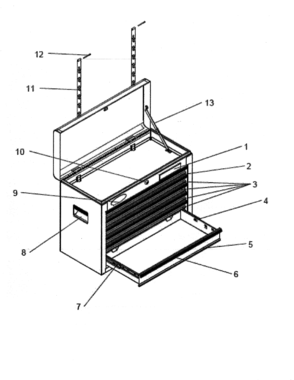 Top Drawers Diagram and Parts List for 706136200  Craftsman Tool Stand & Cart
