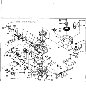 Replacement Parts Diagram and Parts List for 143254092  Craftsman Engine