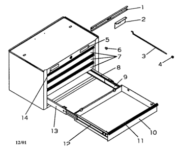 Tool Box Diagram and Parts List for 706598950  Craftsman Tool Stand & Cart