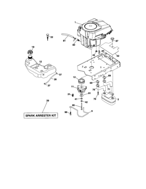 Engine Diagram and Parts List for 917276906  Craftsman Lawn Tractor