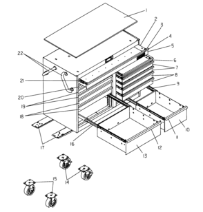 Tool Chest Diagram and Parts List for 706655782  Craftsman Tool Stand & Cart