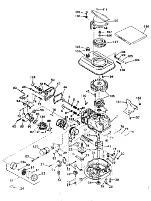 Basic Engine Diagram and Parts List for 143164162  Craftsman Engine
