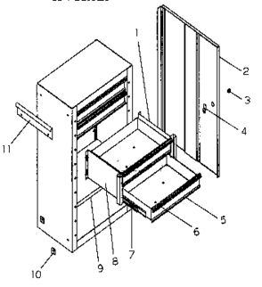 Cabinet Parts Diagram and Parts List for 706619210  Craftsman Tool Stand & Cart