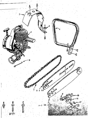 Engine/ Chain And Guide Bar Diagram and Parts List for 91760051  Craftsman Chainsaw