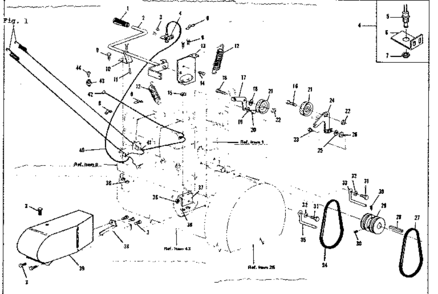 Pulley And Springs Diagram and Parts List for 5361-1700  Craftsman Snow Blower