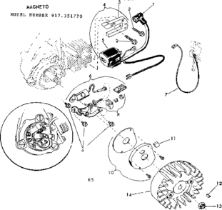 Magneto Diagram and Parts List for 917351770  Craftsman Chainsaw