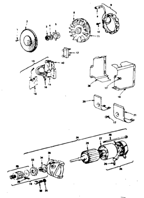 Alternator And Starter Motor Group Diagram and Parts List for 599911102  Craftsman Engine