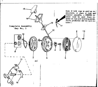 Rewind Starter Diagram and Parts List for 143590429A  Craftsman Lawn Mower