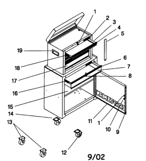 Tool Box Diagram and Parts List for 706657781  Craftsman Tool Stand & Cart