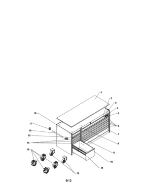 14 Drawer Mobile Tool Cart Diagram and Parts List for 706824410  Craftsman Tool Stand & Cart