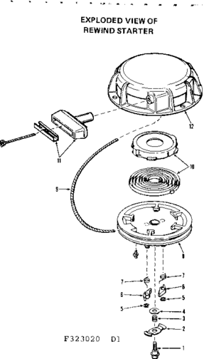 Rewind Starter Diagram and Parts List for 580323020  Craftsman Engine