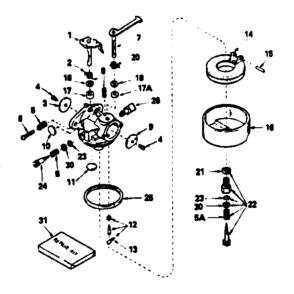 Carburetor Diagram and Parts List for 143754072  Craftsman Engine