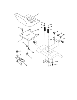 Seat Assembly Diagram and Parts List for 917272081  Craftsman Lawn Tractor