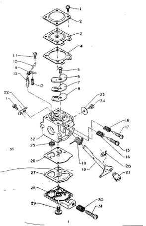 Carburetor Diagram and Parts List for 271281710  Craftsman Trimmer