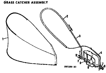 Grass Catcher Diagram and Parts List for 13197390  Craftsman Lawn Mower