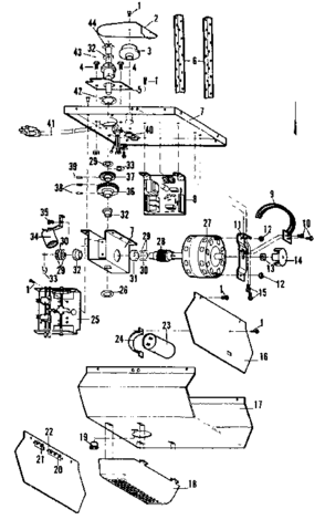 Chassis Assembly Diagram and Parts List for 139664983  Craftsman Garage Door Opener