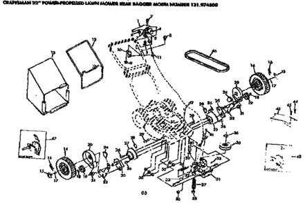 Axle Assembly Diagram and Parts List for 131974500  Craftsman Lawn Mower