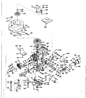 Basic Engine Diagram and Parts List for 143165052  Craftsman Engine