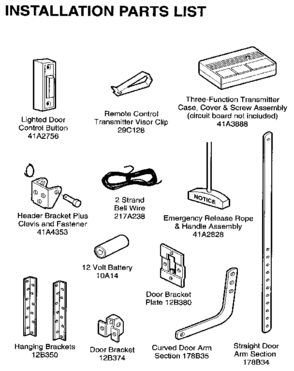 Installation Diagram and Parts List for 13953638SRT  Craftsman Garage Door Opener