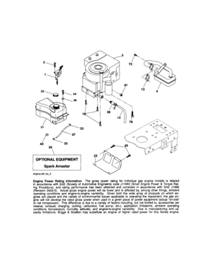 Engine Diagram and Parts List for 917286030  Craftsman Lawn Tractor