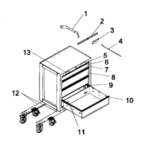 Cabinet Parts Diagram and Parts List for 70674489911-30  Craftsman Tool Stand & Cart
