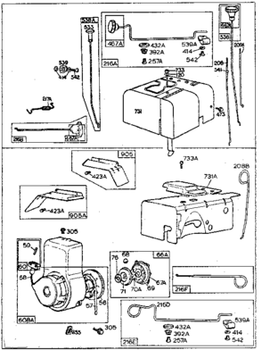 Rewind Starter Diagram and Parts List for 500130200  Craftsman Engine