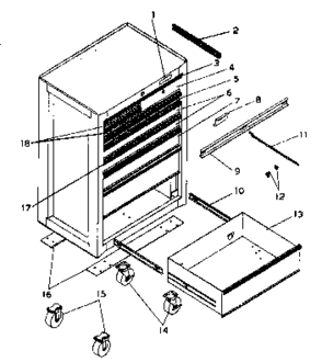 Chest Diagram and Parts List for 706619371  Craftsman Tool Stand & Cart