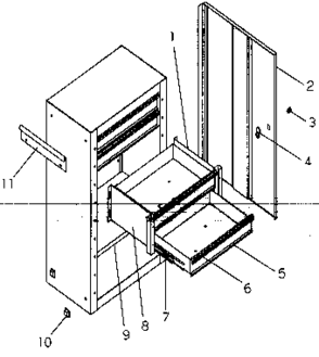 Cabinet Parts Diagram and Parts List for 706619220  Craftsman Tool Stand & Cart