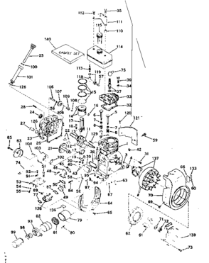 Basic Engine Diagram and Parts List for 143574092  Craftsman Engine