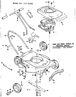 Replacement Parts Diagram and Parts List for 13191391  Craftsman Lawn Mower