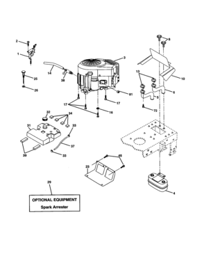 Engine Diagram and Parts List for 917277230  Craftsman Lawn Tractor