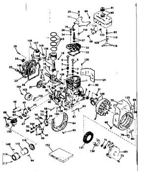 Basic Engine Diagram and Parts List for 143581022  Craftsman Engine