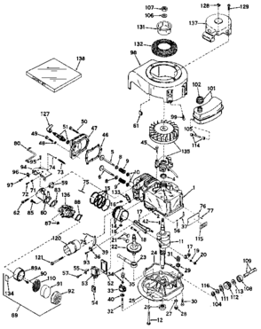 Basic Engine Diagram and Parts List for 143184192  Craftsman Engine