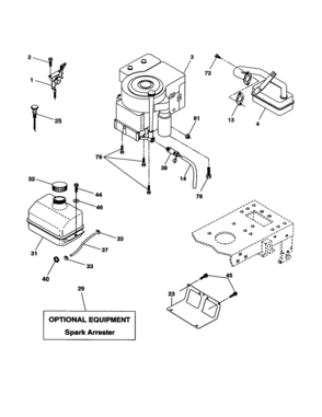 Engine Diagram and Parts List for 917277420  Craftsman Lawn Tractor