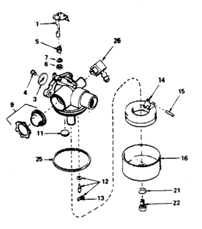 Carburetor No. 632389 Diagram and Parts List for 143384372  Craftsman Engine