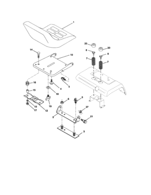 Seat Assembly Diagram and Parts List for 917276072  Craftsman Lawn Tractor
